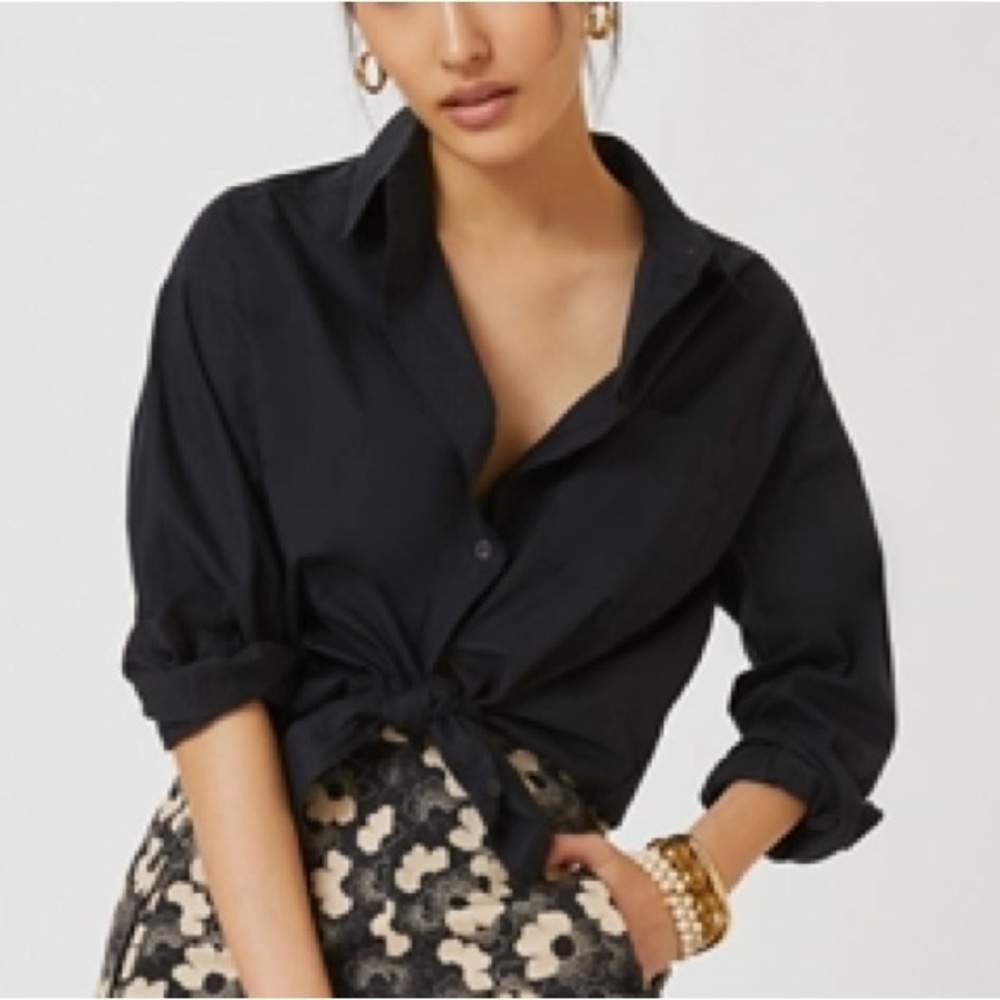 NWT- PILCRO Oxford Oversized Button Down Black Shirt